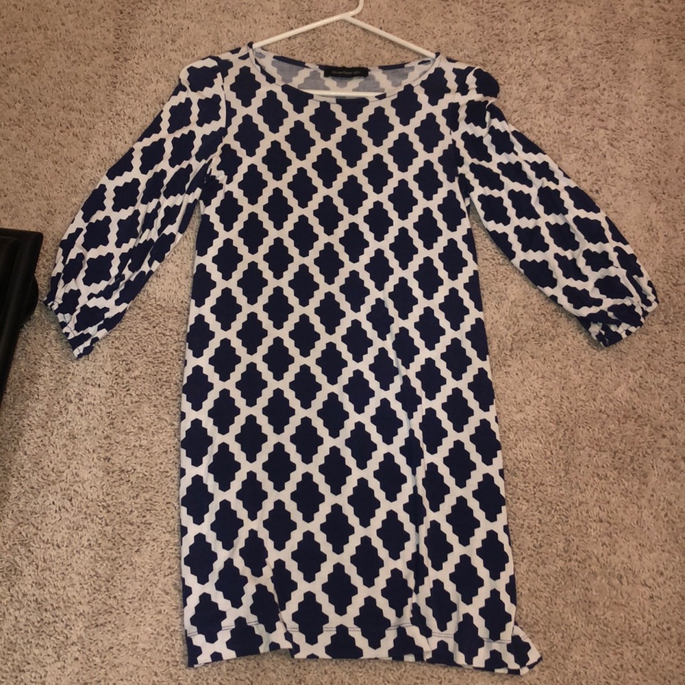 Navy and White Hour Glass Lilly printed dress